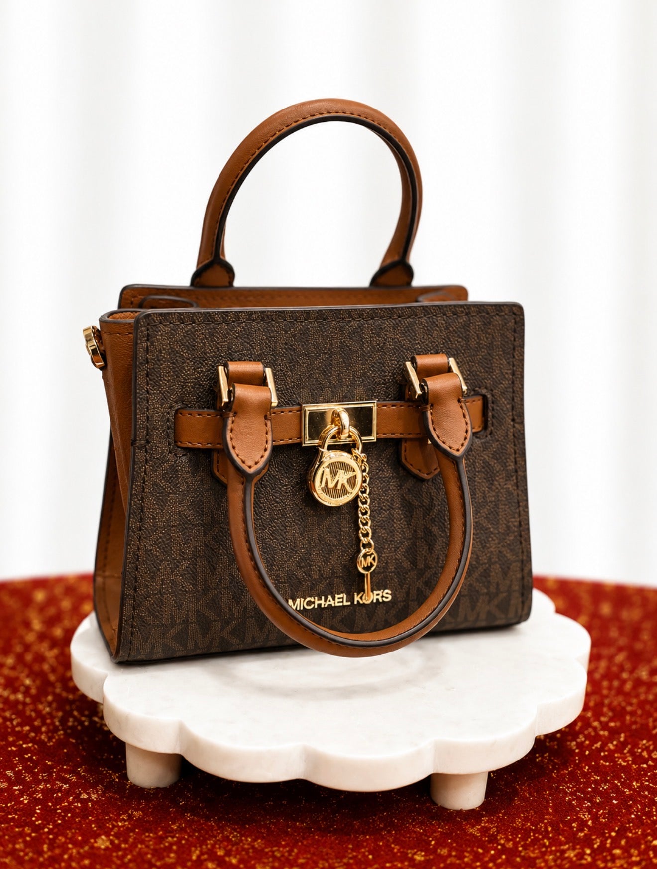 Michael Kors Mini Hamilton Satchel – Brown/Gold