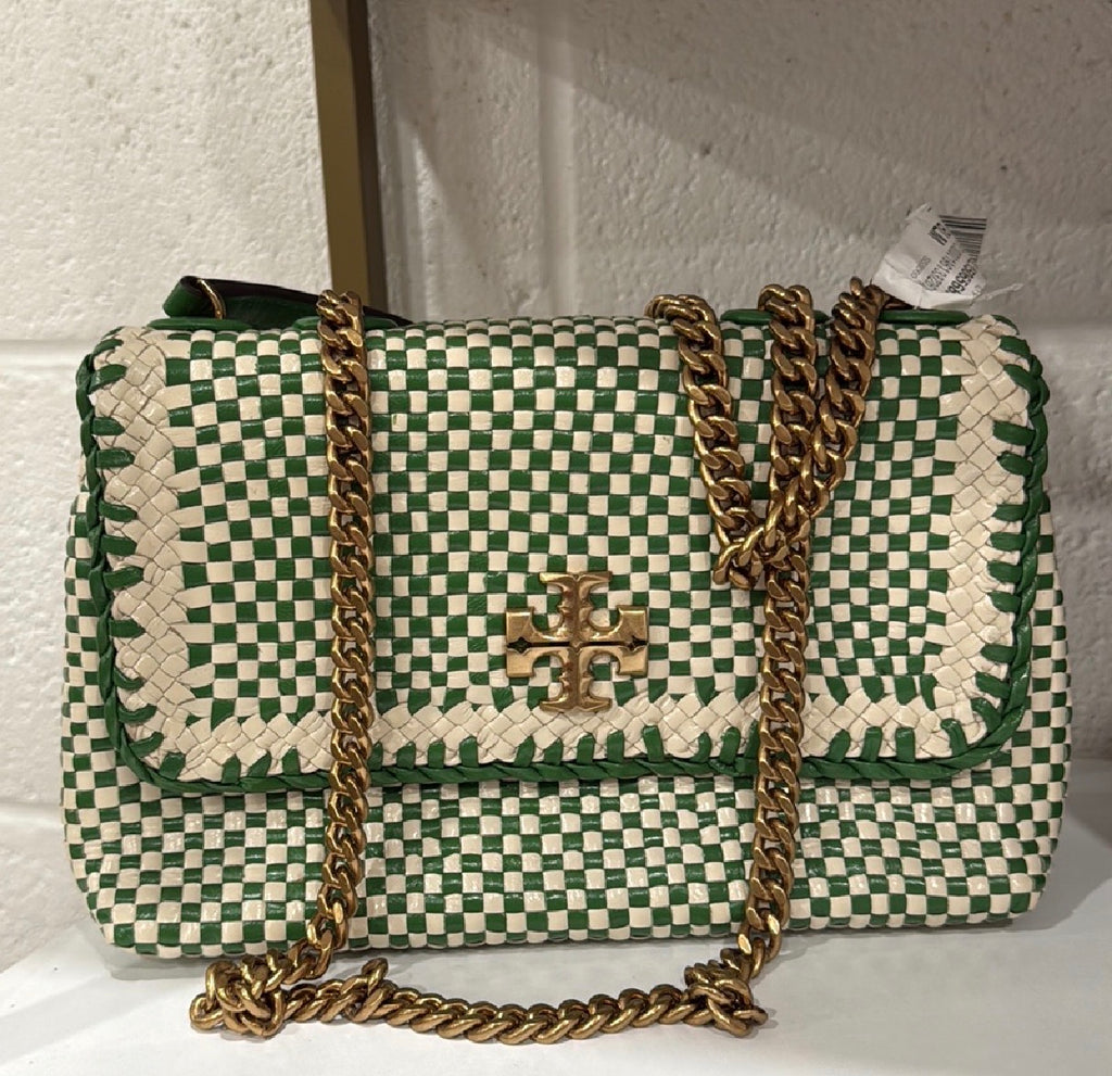 Woven leather handbag, Tory Burch Small Kira Convertible Shoulder Bag