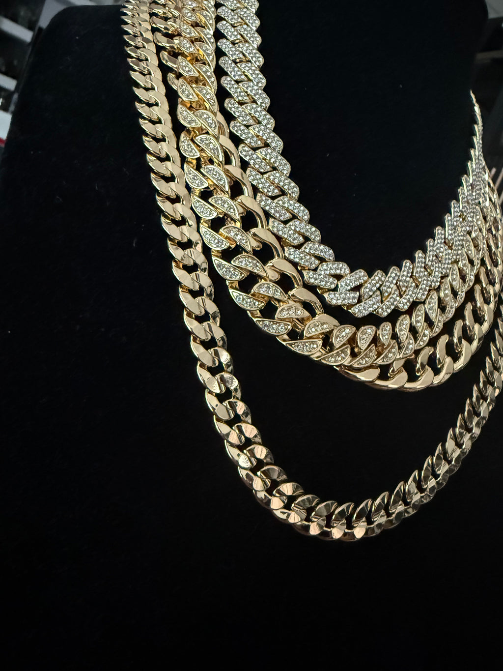 Gold Plated cubic Cuban chain necklace, 18 inches