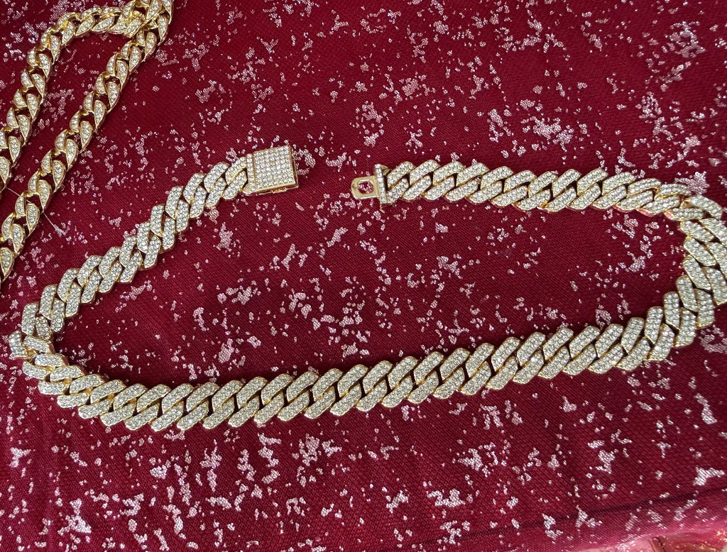 Gold Plated, cubic iced Cuban Chain necklace