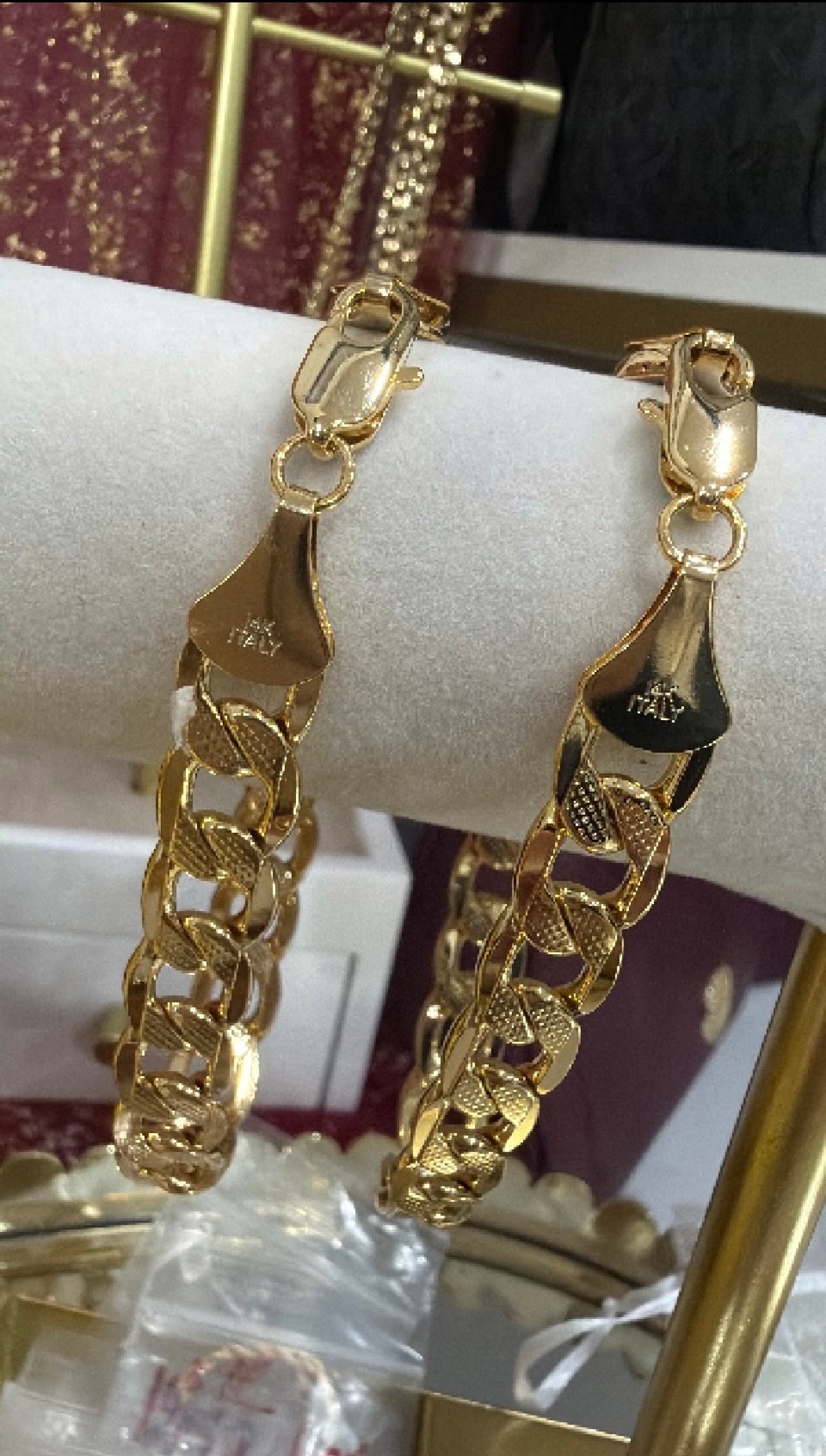 14k yellow golden plated diamond-cut curb link bracelet