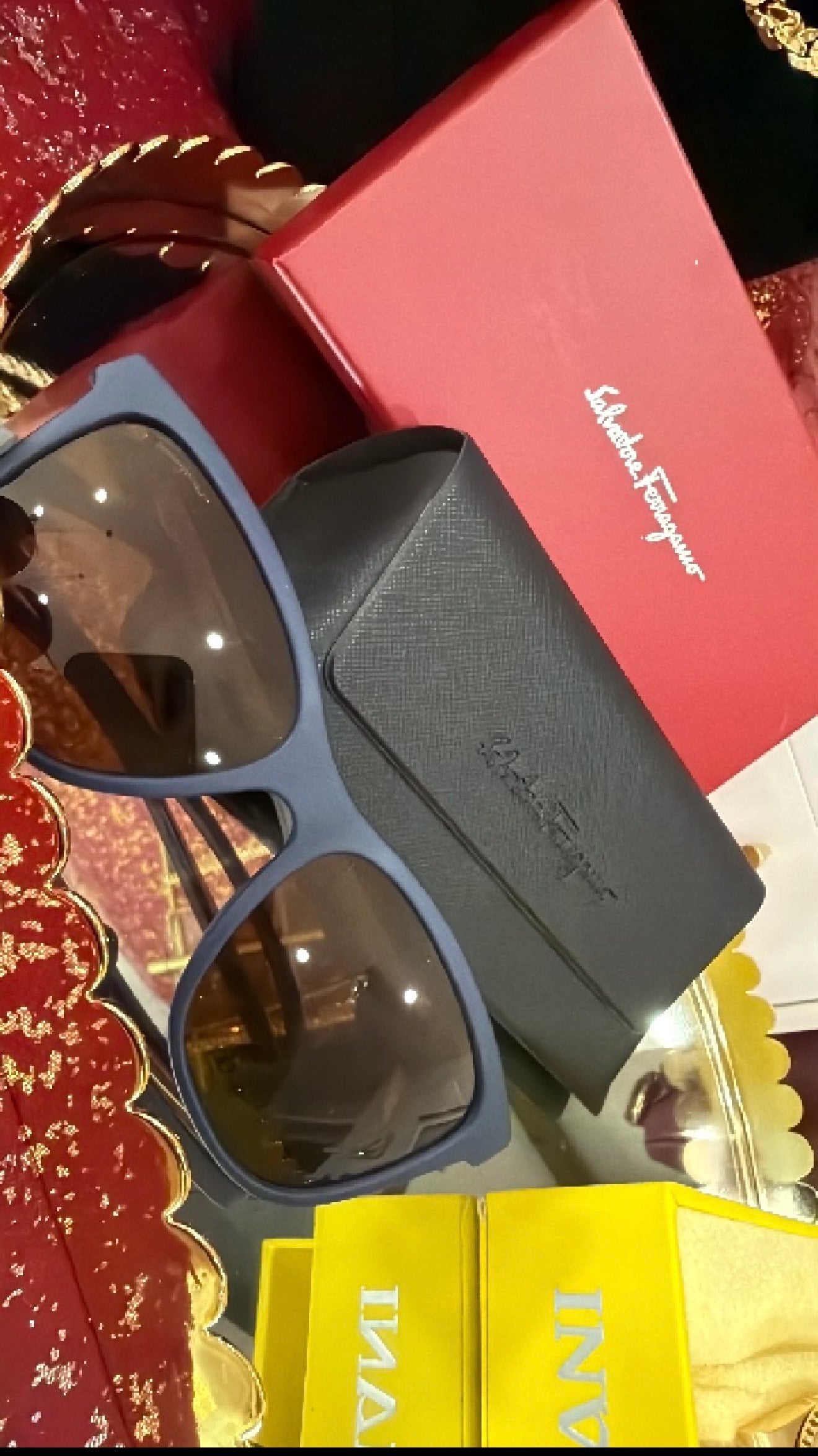 Original sunglasses, Salvatore Ferragamo, men's rectangular frame with gradient lenses